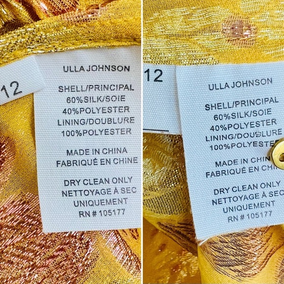 Ulla Johnson SET Rashida Skirt Aster Top Citrine Gold Yellow Metallic Maxi 12 XL - Picture 3 of 16